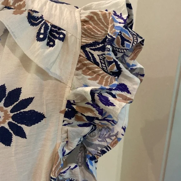 Umgee Two Toned Boarder Print Dress in Navy size XL - Picture 7 of 10